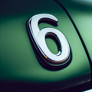 Number 6 on a green car.